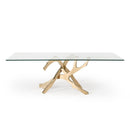 Furniture Line Italia Legend Dining Table with Glass Top and Pedestal Base Italia Legend Dining Table - Glass/Gold IMAGE 1