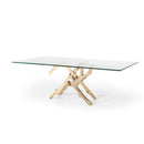 Furniture Line Italia Legend Dining Table with Glass Top and Pedestal Base Italia Legend Dining Table - Glass/Gold IMAGE 2