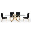 Furniture Line Italia Legend Dining Table with Glass Top and Pedestal Base Italia Legend Dining Table - Glass/Gold IMAGE 9