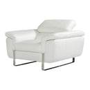 VIG Furniture David Ferarri Highline Italian Stationary Leather Chair David Ferarri Highline Italian 71503 Chair - Snow White IMAGE 1