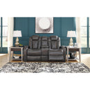Signature Design by Ashley Turbulance Power Reclining Leather Look Loveseat with Console 8500118C IMAGE 5