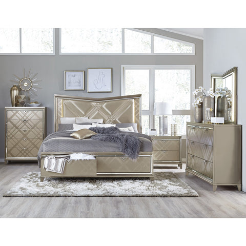 Bijou Queen Platform Bed with LED Lighting and Storag