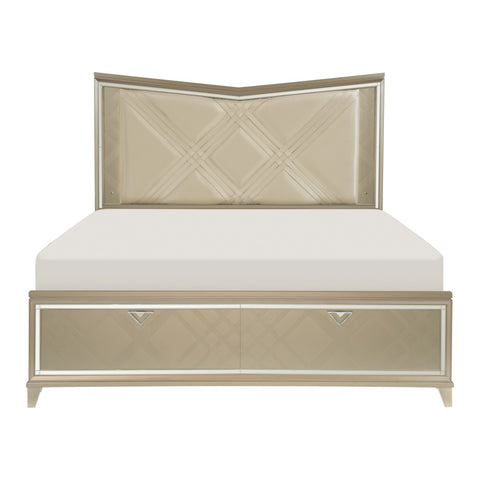 Bijou Queen Platform Bed with LED Lighting and Storag