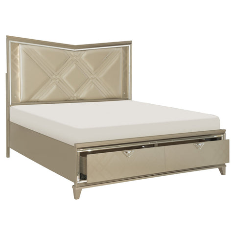 Bijou Queen Platform Bed with LED Lighting and Storag