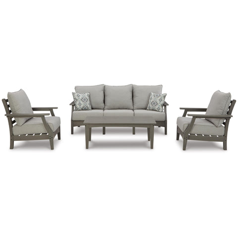  Signature Design by Ashley Visola P802P2 4 pc Outdoor Seating Set IMAGE 2