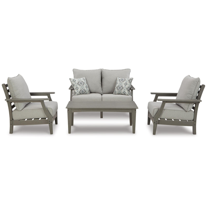  Signature Design by Ashley Visola P802P1 4 pc Outdoor Seating Set IMAGE 2