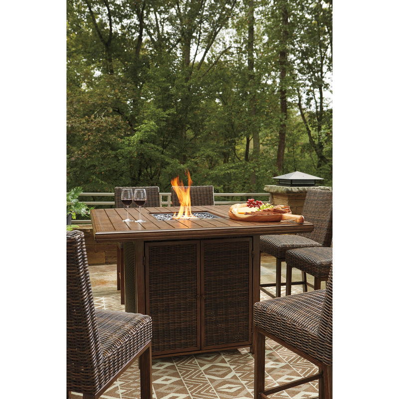  Signature Design by Ashley Paradise Trail P750-665 Square Bar Table with Fire Pit IMAGE 12