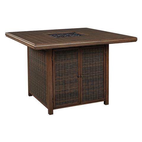  Signature Design by Ashley Paradise Trail P750-665 Square Bar Table with Fire Pit IMAGE 2