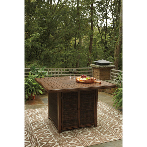  Signature Design by Ashley Paradise Trail P750-665 Square Bar Table with Fire Pit IMAGE 6