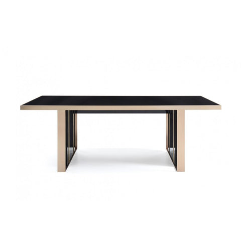  Furniture Line Modern Cartier Dining Table with Glass Top Modern Cartier Dining Table - Black/Rosegold IMAGE 1
