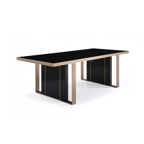 Furniture Line Modern Cartier Dining Table with Glass Top Modern Cartier Dining Table - Black/Rosegold IMAGE 2