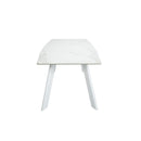 Furniture Line Marbre Blanc Dining Table with Faux Marble Top Marbre Blanc Extendable Dining Table - Ceramic/White IMAGE 2