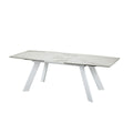  Furniture Line Marbre Blanc Dining Table with Faux Marble Top Marbre Blanc Extendable Dining Table - Ceramic/White IMAGE 3