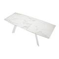  Furniture Line Marbre Blanc Dining Table with Faux Marble Top Marbre Blanc Extendable Dining Table - Ceramic/White IMAGE 4
