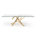  Furniture Line Italia Legend Dining Table with Glass Top and Pedestal Base Italia Legend Dining Table - Glass/Gold IMAGE 1