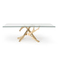  Furniture Line Italia Legend Dining Table with Glass Top and Pedestal Base Italia Legend Dining Table - Glass/Gold IMAGE 1
