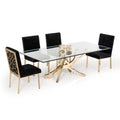  Furniture Line Italia Legend Dining Table with Glass Top and Pedestal Base Italia Legend Dining Table - Glass/Gold IMAGE 11