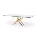  Furniture Line Italia Legend Dining Table with Glass Top and Pedestal Base Italia Legend Dining Table - Glass/Gold IMAGE 2