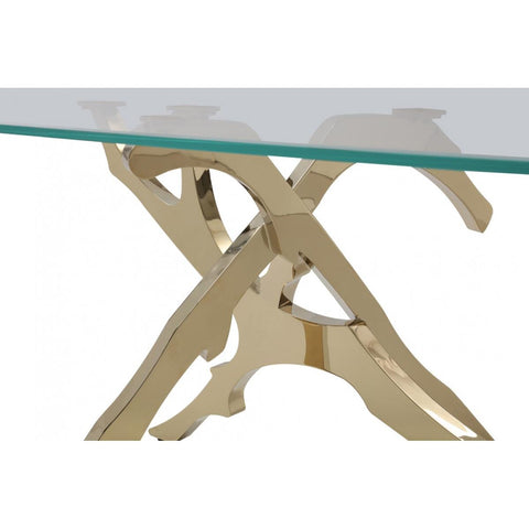  Furniture Line Italia Legend Dining Table with Glass Top and Pedestal Base Italia Legend Dining Table - Glass/Gold IMAGE 6