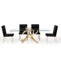 Furniture Line Italia Legend Dining Table with Glass Top and Pedestal Base Italia Legend Dining Table - Glass/Gold IMAGE 9