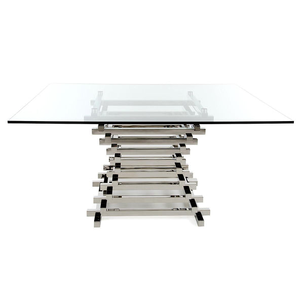 Furniture Line Square Atlantic Sapphire Square Dining Table with Glass Top and Pedestal Base Atlantic Sapphire Square Dining Table - Clear Glass IMAGE 1