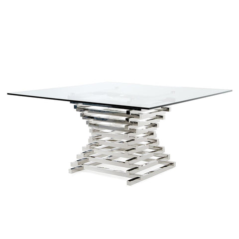 Furniture Line Square Atlantic Sapphire Square Dining Table with Glass Top and Pedestal Base Atlantic Sapphire Square Dining Table - Clear Glass IMAGE 2