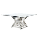 Furniture Line Square Atlantic Sapphire Square Dining Table with Glass Top and Pedestal Base Atlantic Sapphire Square Dining Table - Clear Glass IMAGE 2