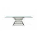 Furniture Line Atlantic Sapphire Rectangle Dining Table with Glass Top and Pedestal Base Atlantic Sapphire Rectangle Dining Table - Clear Glass IMAGE 1