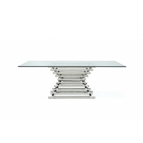  Furniture Line Atlantic Sapphire Rectangle Dining Table with Glass Top and Pedestal Base Atlantic Sapphire Rectangle Dining Table - Clear Glass IMAGE 1