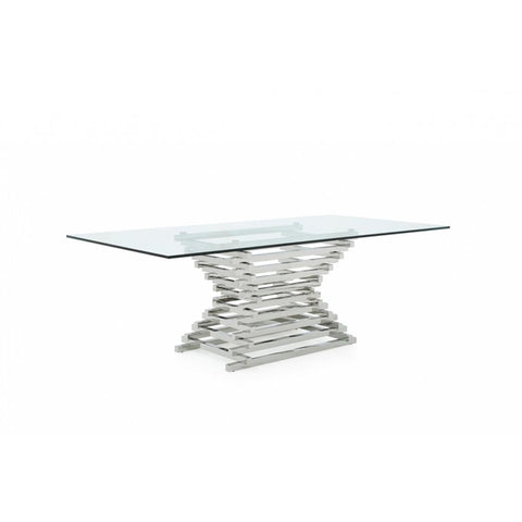  Furniture Line Atlantic Sapphire Rectangle Dining Table with Glass Top and Pedestal Base Atlantic Sapphire Rectangle Dining Table - Clear Glass IMAGE 2