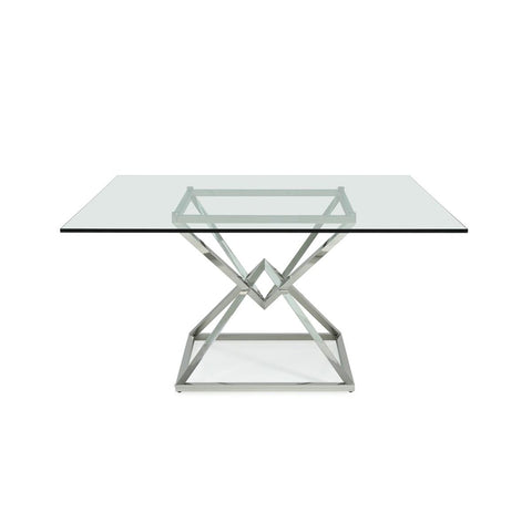  Furniture Line Square American Eagle Dining Table with Glass Top and Pedestal Base American Eagle Dining Table - Clear Glass IMAGE 1