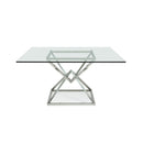 Furniture Line Square American Eagle Dining Table with Glass Top and Pedestal Base American Eagle Dining Table - Clear Glass IMAGE 1