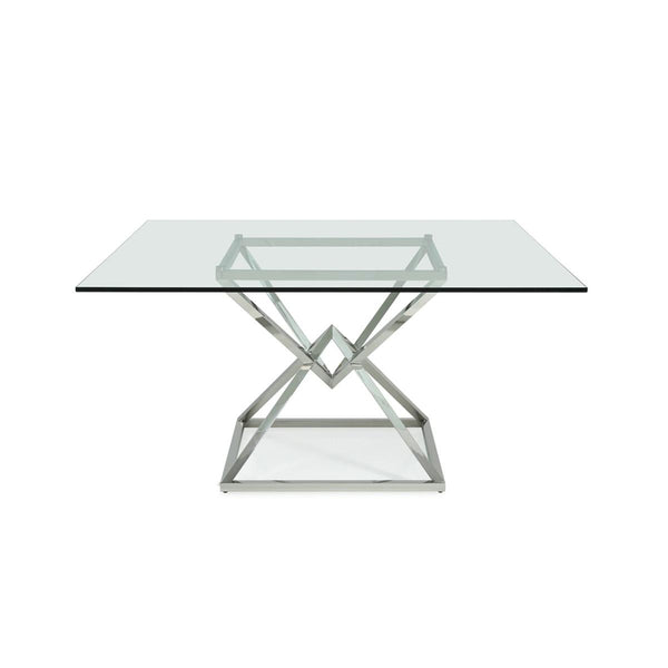 Furniture Line Square American Eagle Dining Table with Glass Top and Pedestal Base American Eagle Dining Table - Clear Glass IMAGE 1