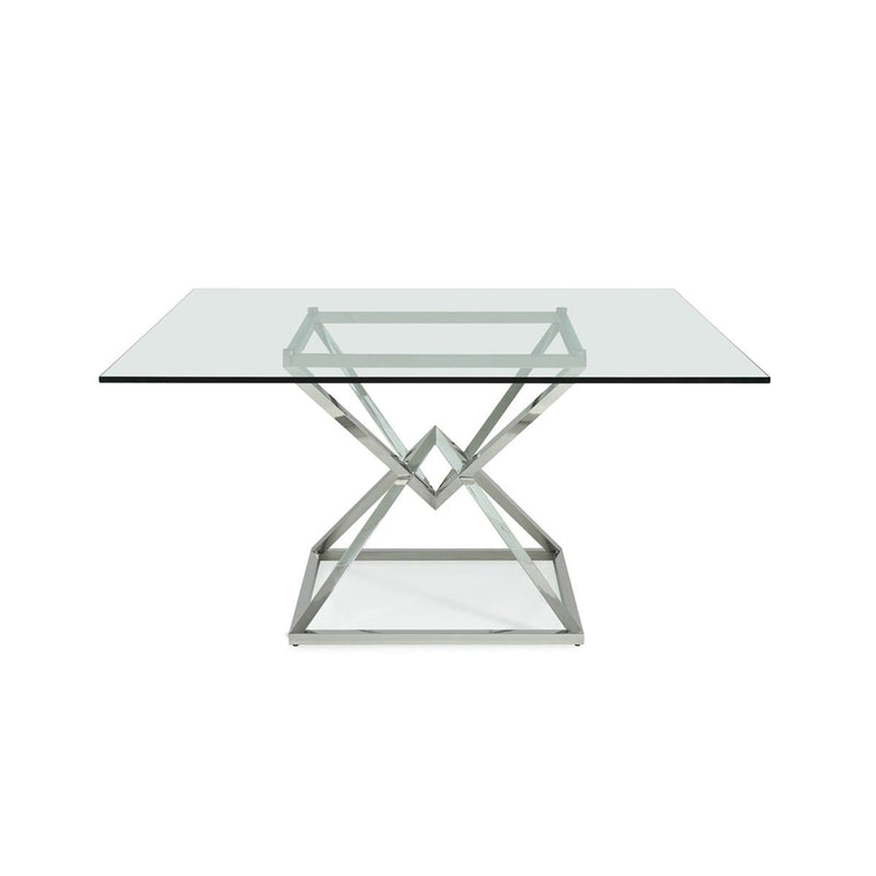 Furniture Line Square American Eagle Dining Table with Glass Top and Pedestal Base American Eagle Dining Table - Clear Glass IMAGE 1