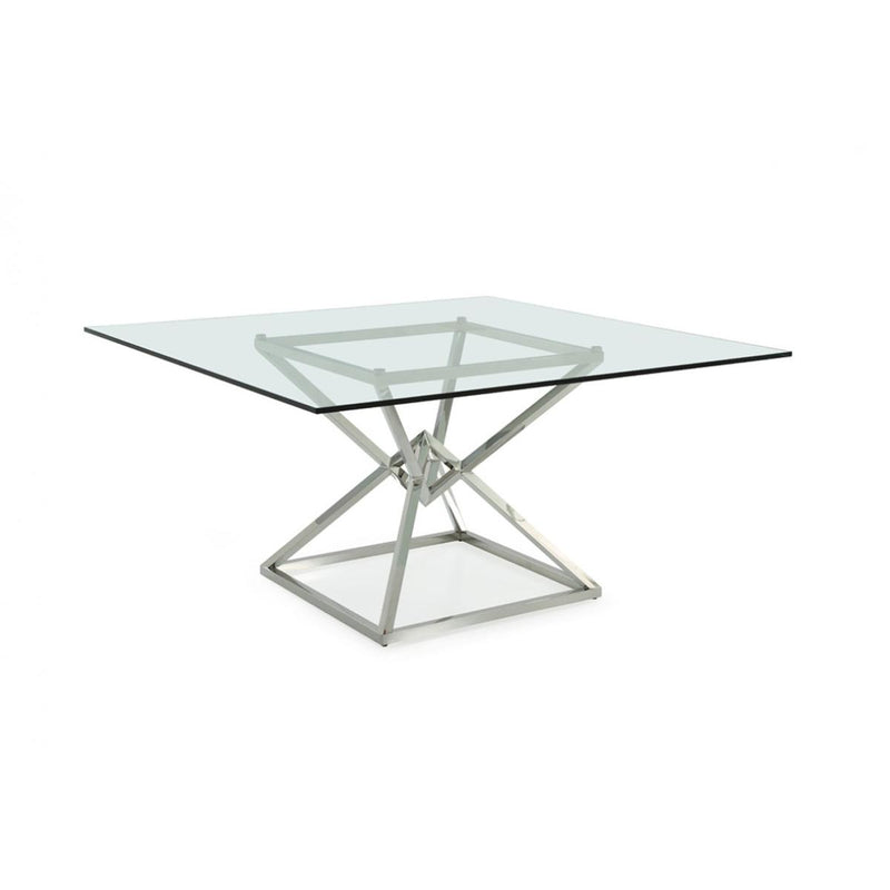 Furniture Line Square American Eagle Dining Table with Glass Top and Pedestal Base American Eagle Dining Table - Clear Glass IMAGE 2
