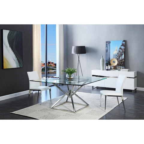  Furniture Line Square American Eagle Dining Table with Glass Top and Pedestal Base American Eagle Dining Table - Clear Glass IMAGE 3
