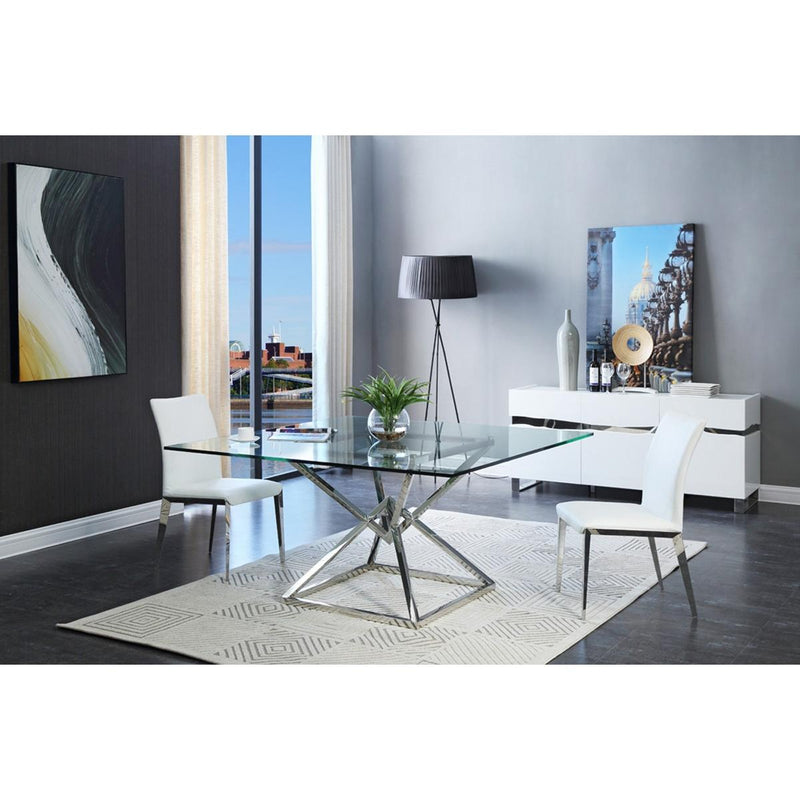 Furniture Line Square American Eagle Dining Table with Glass Top and Pedestal Base American Eagle Dining Table - Clear Glass IMAGE 3