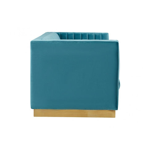  Furniture Line German Cut Stationary Fabric Sofa German Cut Sofa - Blue IMAGE 3