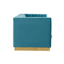 Furniture Line German Cut Stationary Fabric Sofa German Cut Sofa - Blue IMAGE 3