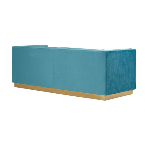  Furniture Line German Cut Stationary Fabric Sofa German Cut Sofa - Blue IMAGE 4