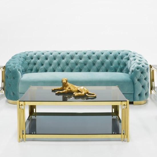 Furniture Line The German Cut Stationary Fabric Sofa Amsterdam Vivid Blue Sofa - Blue IMAGE 1