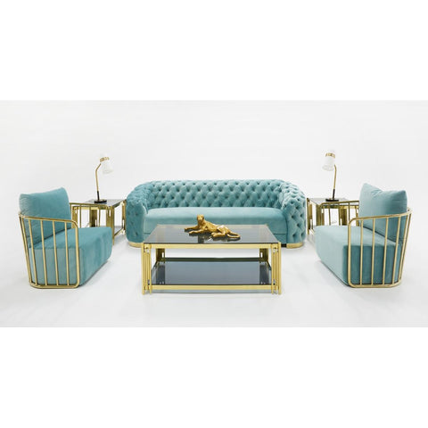  Furniture Line The German Cut Stationary Fabric Sofa Amsterdam Vivid Blue Sofa - Blue IMAGE 2