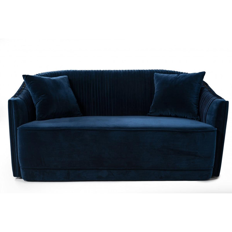 VIG Furniture Divani Casa Palomar Stationary Fabric Loveseat Divani Casa Palomar 75534 Loveseat - Blue/Brass IMAGE 1