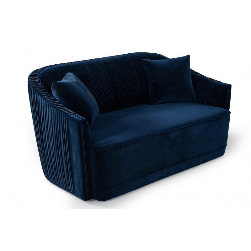 VIG Furniture Divani Casa Palomar Stationary Fabric Loveseat Divani Casa Palomar 75534 Loveseat - Blue/Brass IMAGE 2