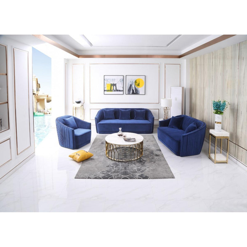 VIG Furniture Divani Casa Palomar Stationary Fabric Loveseat Divani Casa Palomar 75534 Loveseat - Blue/Brass IMAGE 6
