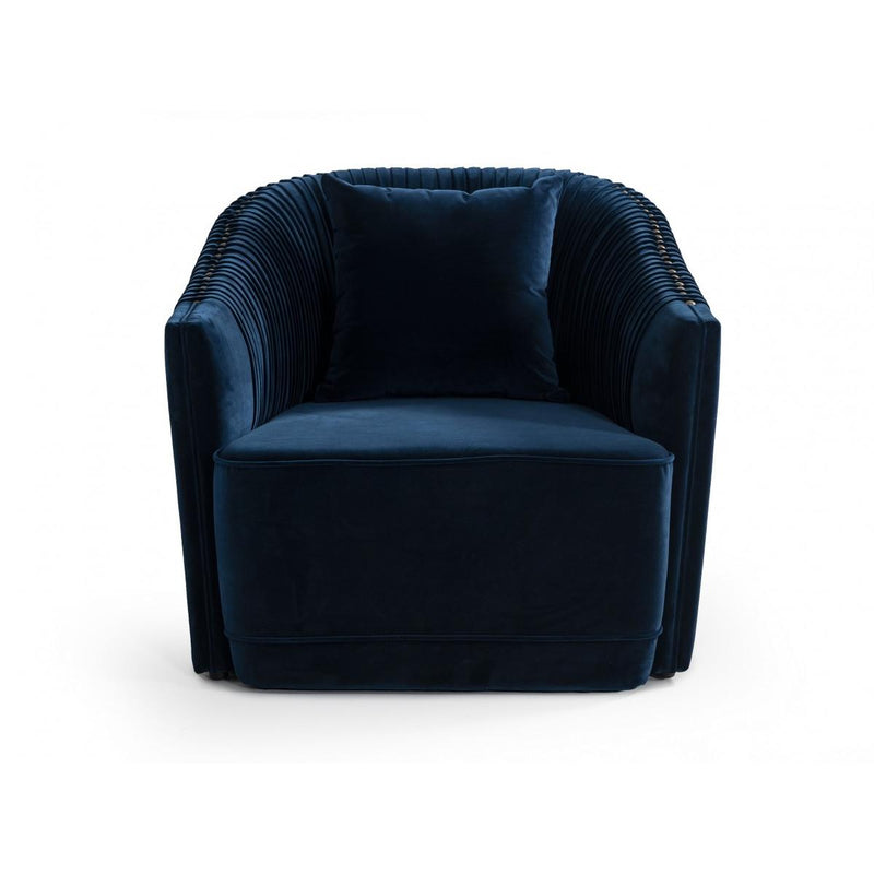 VIG Furniture Divani Casa Palomar Stationary Fabric Chair Divani Casa Palomar 75534 Chair - Blue/Brass IMAGE 1