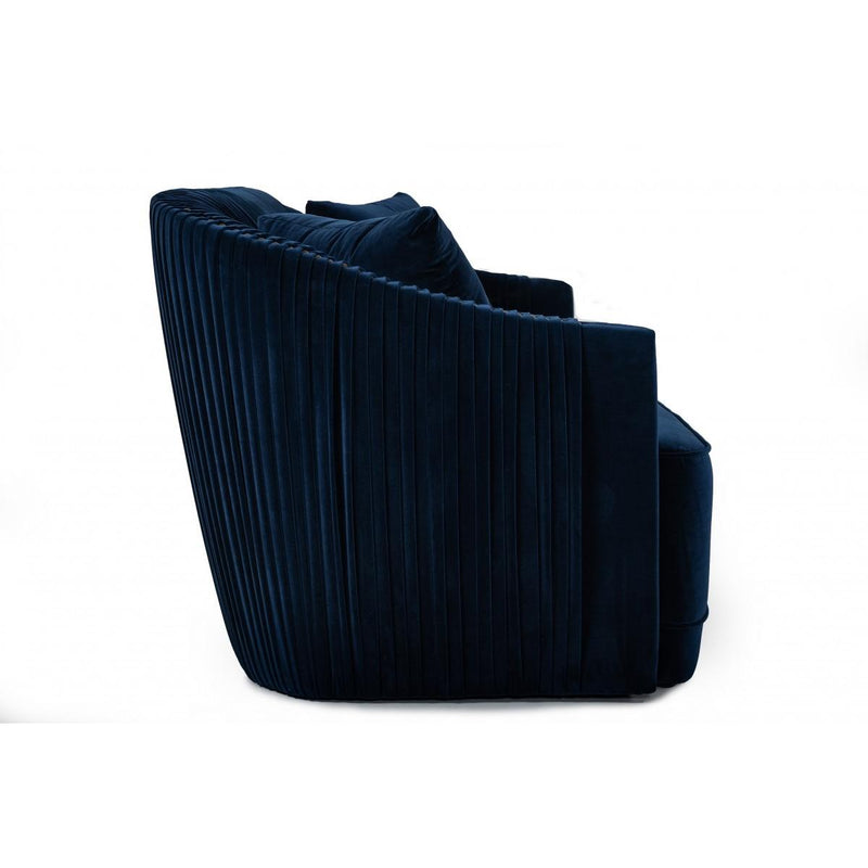 VIG Furniture Divani Casa Palomar Stationary Fabric Chair Divani Casa Palomar 75534 Chair - Blue/Brass IMAGE 3