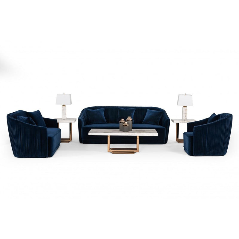 VIG Furniture Divani Casa Palomar Stationary Fabric Chair Divani Casa Palomar 75534 Chair - Blue/Brass IMAGE 7