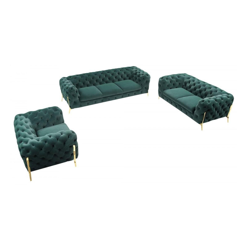 VIG Furniture Divani Casa Sheila Stationary Fabric Loveseat Divani Casa Sheila 77575 Loveseat - Emerald Green IMAGE 5