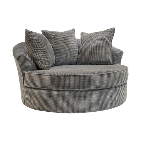  Elite Sofa Designs Lennox Swivel Fabric Chair Loop Swivel Chair - Bubble Charcoal IMAGE 3